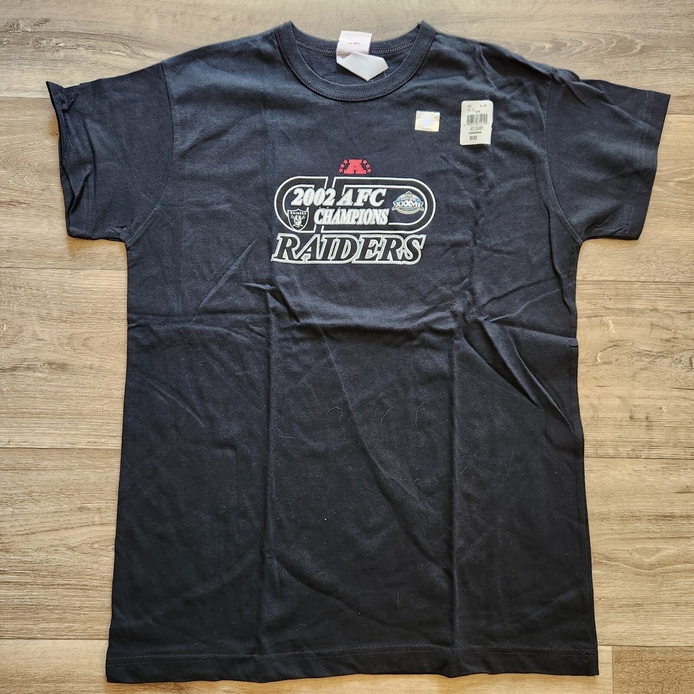 Vintage 2002 AFC Champions Oakland Raiders NFL For Her Medium Black T-shirt